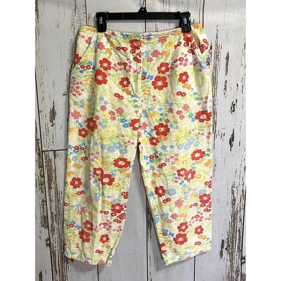 Crazy Horse Colorful Floral Crop Slacks - Picture 1 of 5